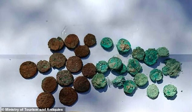 The team uncovered bronze coins bearing the portraits of Byzantine emperors and gold coins dating to the reign of Roman emperor Constantius II, who ruled between AD337 and AD361