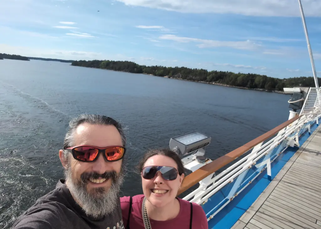 Two of us looking out over the islands.