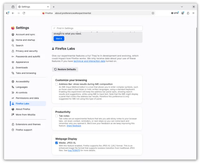 Firefox 153 Labs