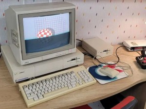 A nice Amiga 1000 setup as it would look in 1985
