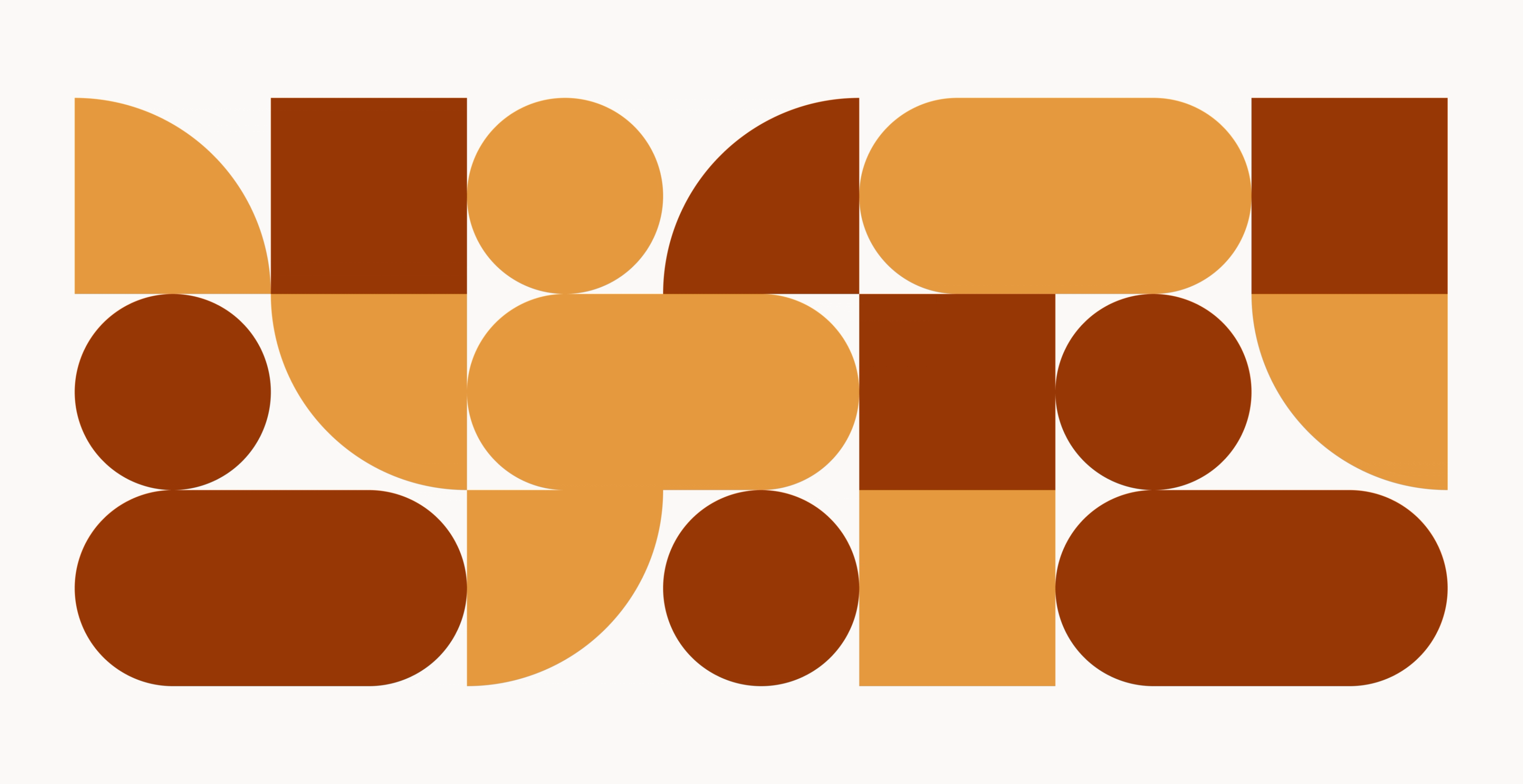 Dark and light orange shapes against a white background.