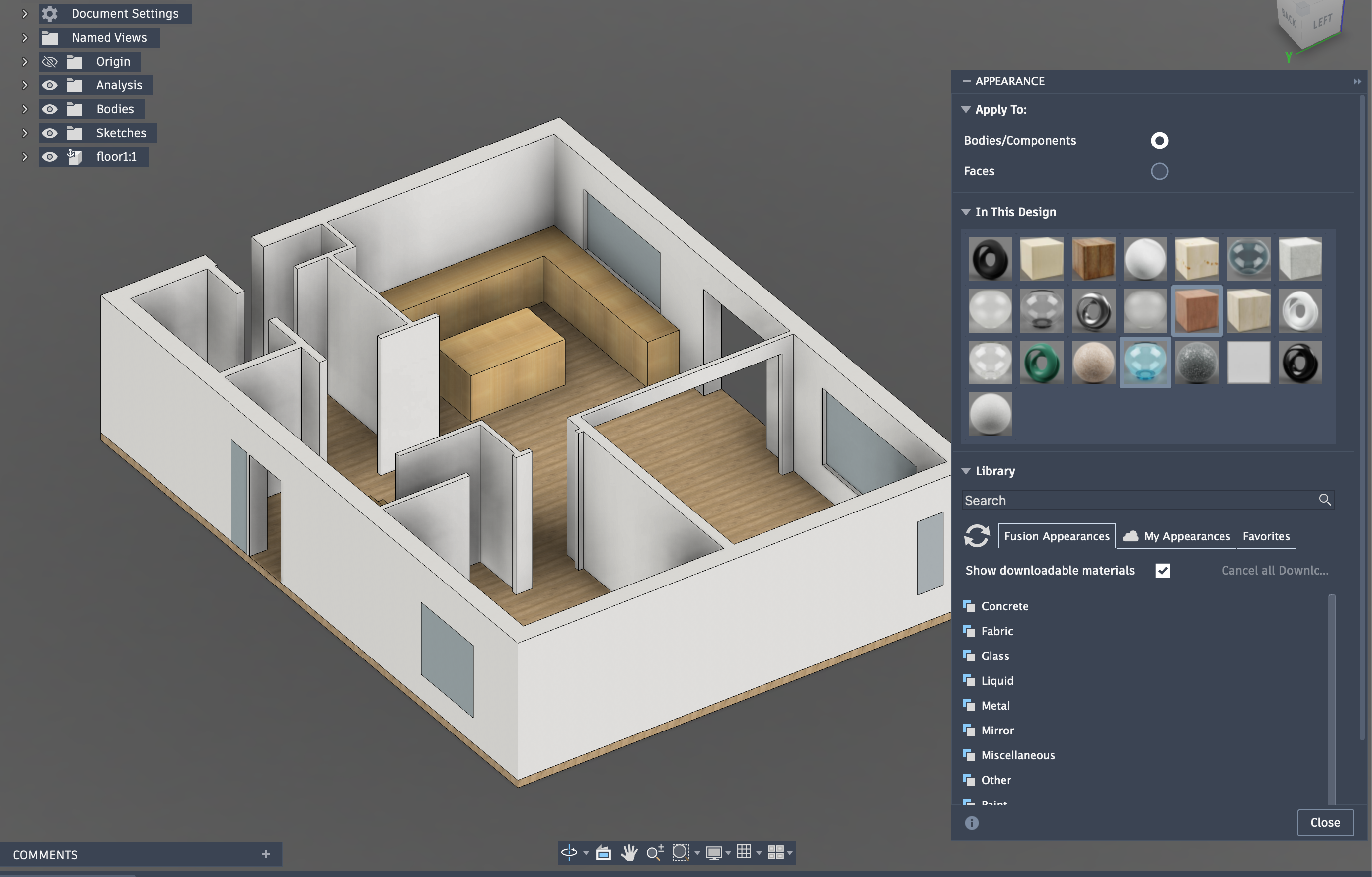 The Appearance panel in Fusion and it affecting wood and glass textures