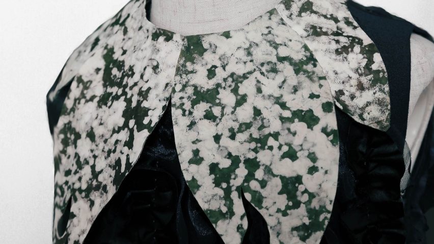 Dress made from living mycelium textiles from the Shenzhen Institute of Advanced Technology
