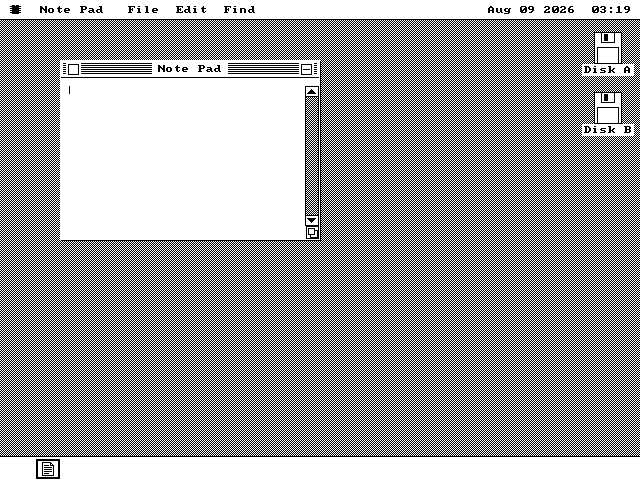 A Note Pad window staying still while a one-pixel rectangular outline is dragged across the desktop, then the window jumping to the outline's position.