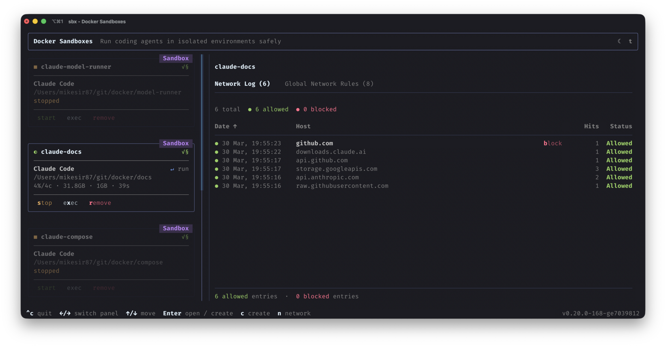 docker sandboxes agent workspace