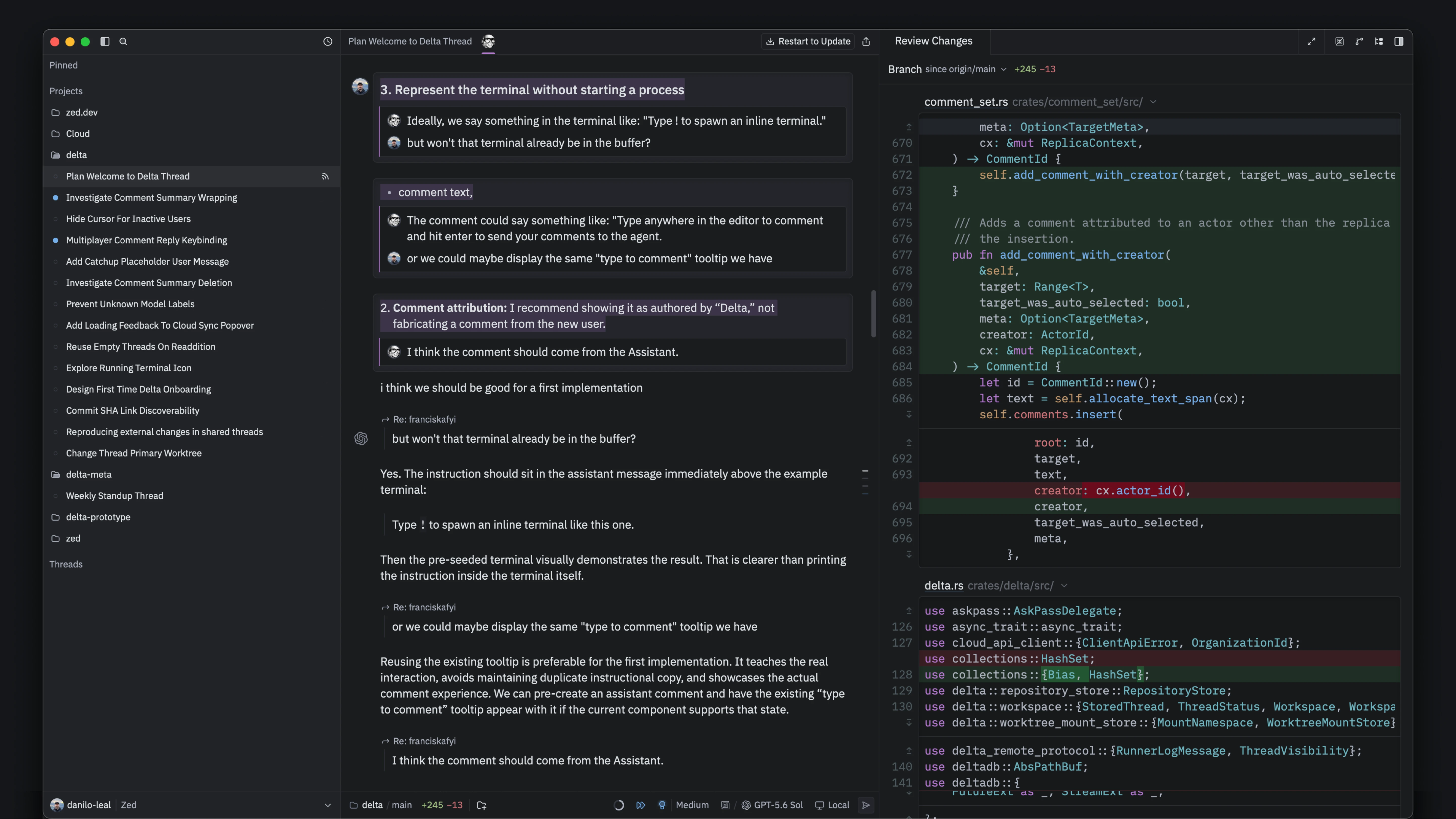 Delta, a multiplayer environment for coding with agents and reviewing what they build.