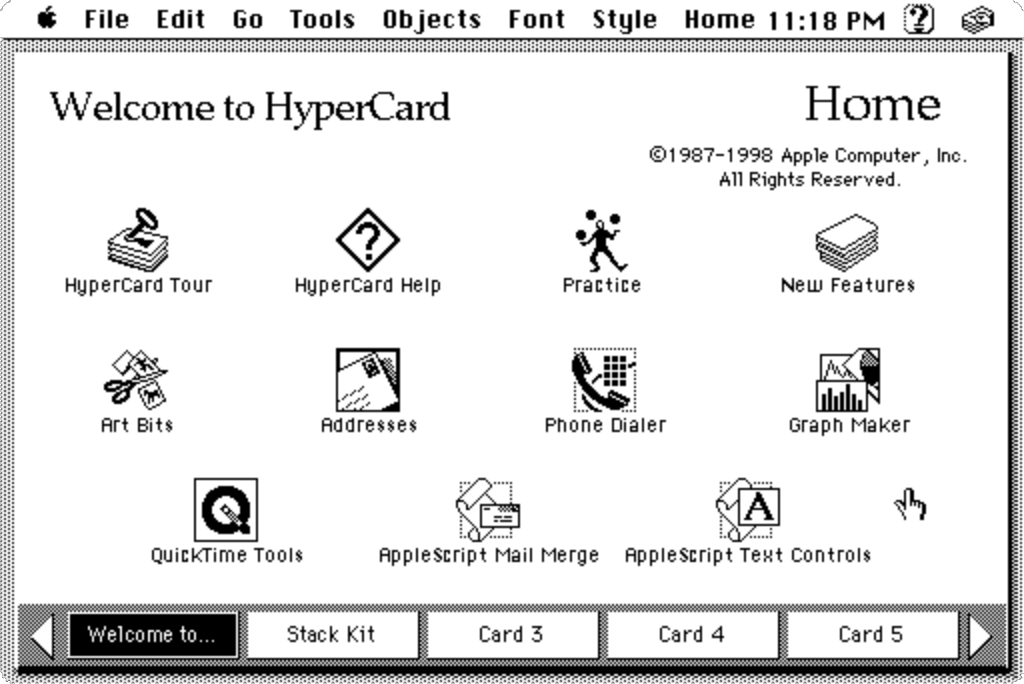 The default stack that greets new HyperCard users.