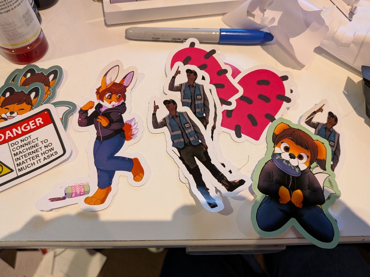 A bunch of stickers printed and cut