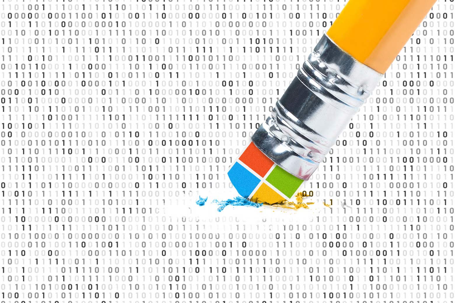 Pencil with a Microsoft logo as its eraser.