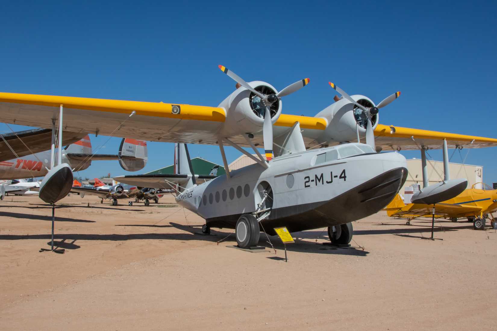 The Sikorsky S-43 and its military cousin, the JRS-1 were designed in the late 1930s as airliners and military personnel transports. Fifty-three were built between 1937 and 1941 for civilian customers and the U.S. Navy. A total of three S-43/JRS-1s survive today. Sometimes called the "Baby Clipper," S-43s served with Pan American Airlines and other airlines on shorter routes for which the larger flying boats were not needed. The Navy purchased seventeen of these aircraft with two of them going t