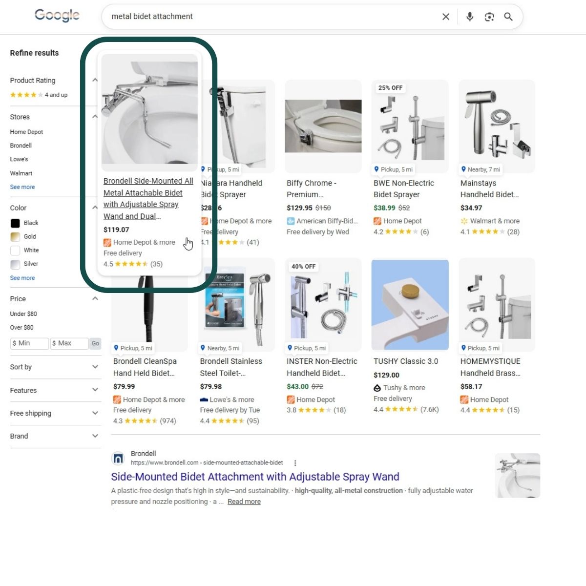 SERP #1 with significantly lower price