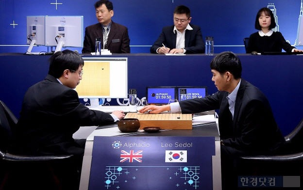 The Go match between AlphaGo and South Korean legend Lee Sedol in March 2016 (Courtesy of Yonhap)