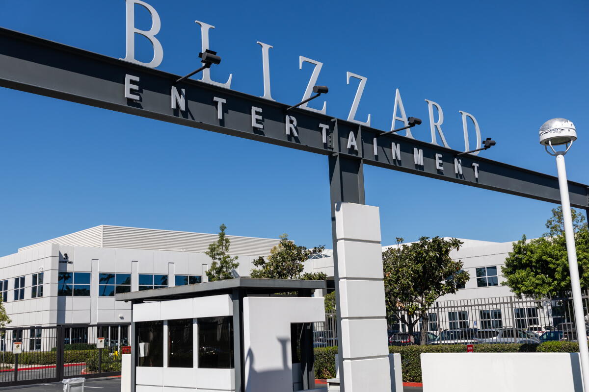 A view of the Blizzard Entertainment entrance in Irvine.