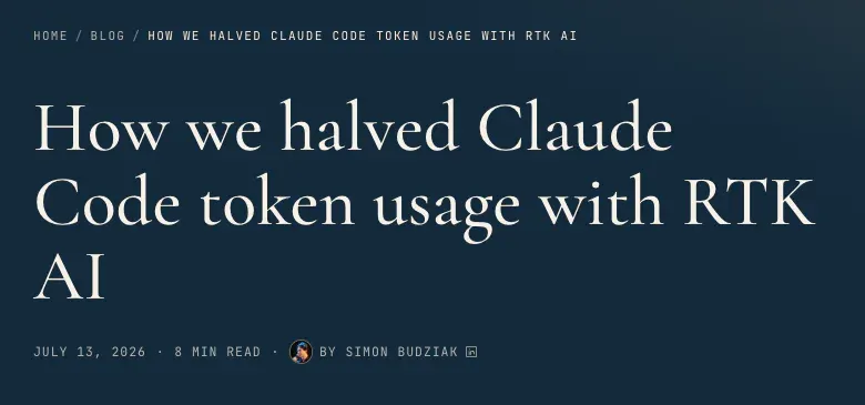 Soba Labs article titled How we halved Claude Code token usage with RTK AI