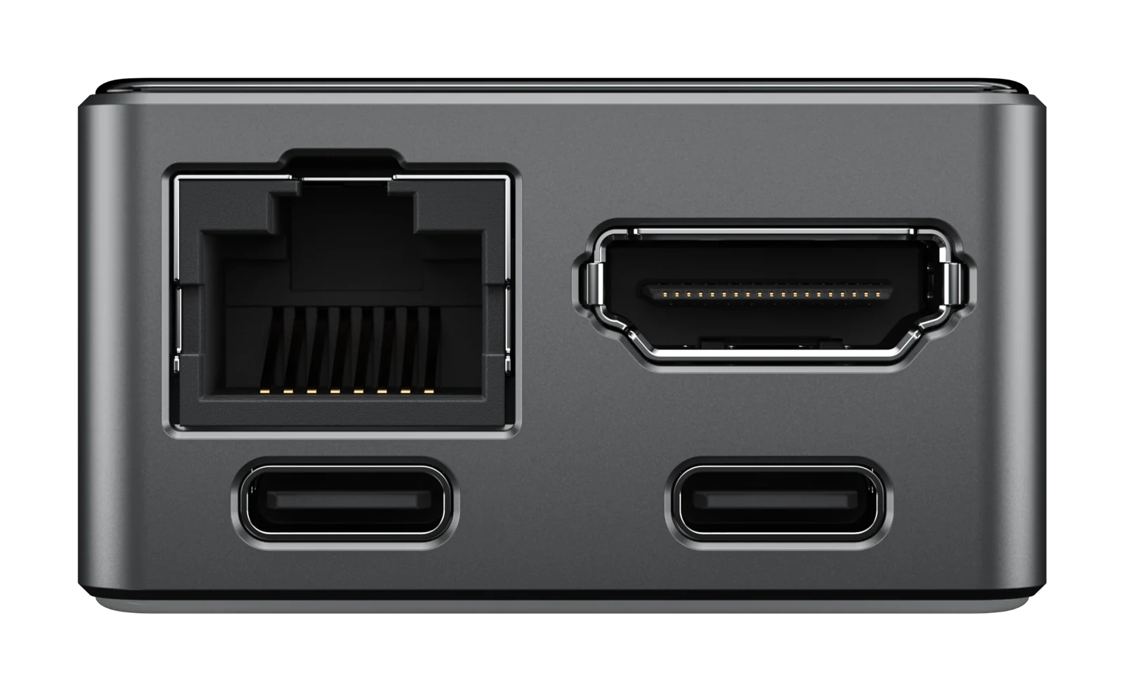 Back of JetKVM Mini with RJ45 and two USB ports
