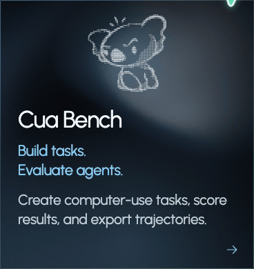 Cua Bench: create tasks, evaluate agents, and export trajectories